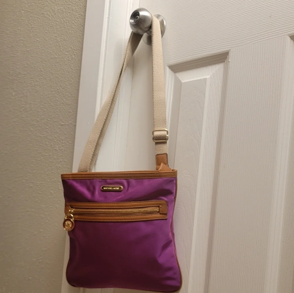 Michael Kors Kempton Burgundy/Tan Crossbody Shoulder Bag